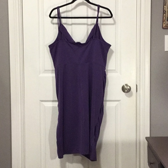 Grace Karin Purple Ruched Surplice Bodycon Midi Dress 2X - Picture 6 of 14